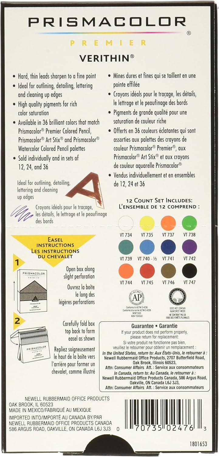 Prismacolor 2476 Verithin Coloured Pencils, Assorted Colours, 12-Count(12 Count (Pack of 1)) - view 2