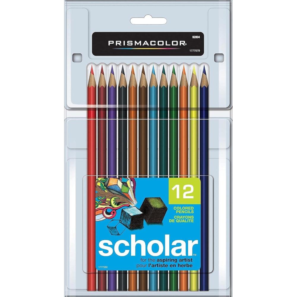 Prismacolor 92804 Scholar Colored Pencils, 12-Count,Assorted(12 Count (Pack of 1))