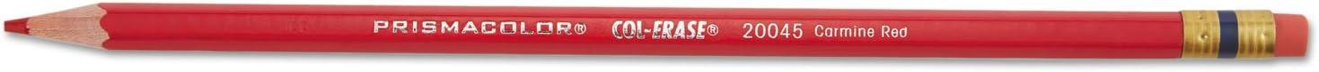Prismacolor Col-Erase Pencil with Eraser, Carmine Red Lead/Barrel, 12-Count - view 2