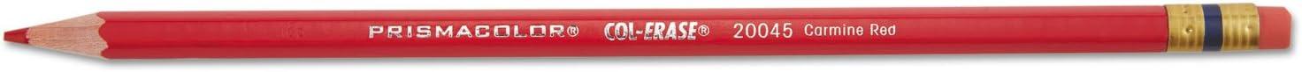 Prismacolor Col-Erase Pencil with Eraser, Carmine Red Lead/Barrel, 12-Count - view 4