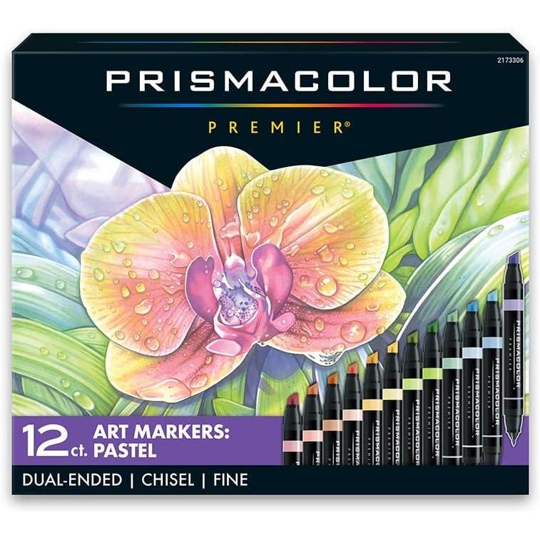 Prismacolor Premier Double-Ended Art Markers Fine And Chisel Tip Manga Colors Adult Coloring 12 Pack(Pastel)