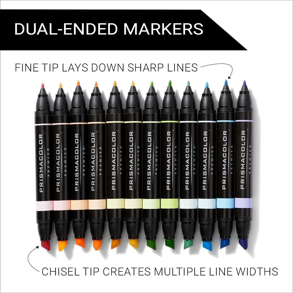 Prismacolor Premier Double-Ended Art Markers Fine And Chisel Tip Manga Colors Adult Coloring 12 Pack(Pastel) - view 2