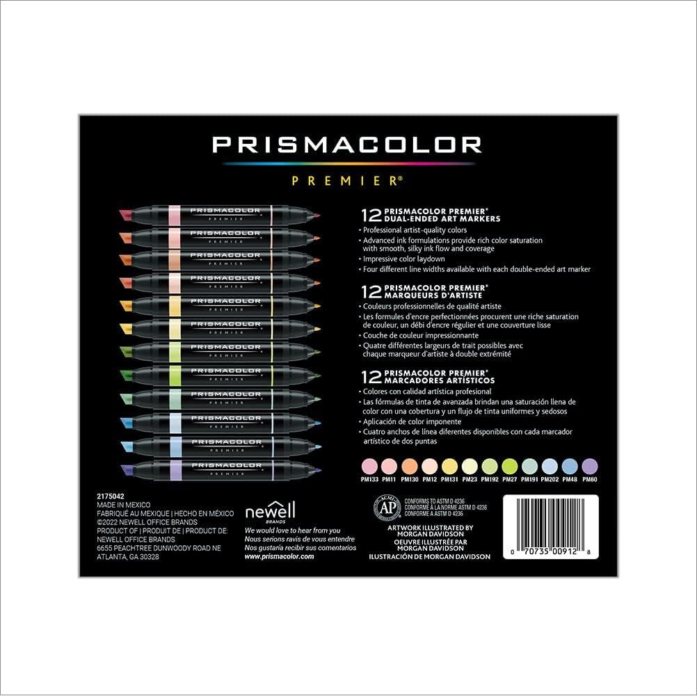 Prismacolor Premier Double-Ended Art Markers Fine And Chisel Tip Manga Colors Adult Coloring 12 Pack(Pastel) - view 6