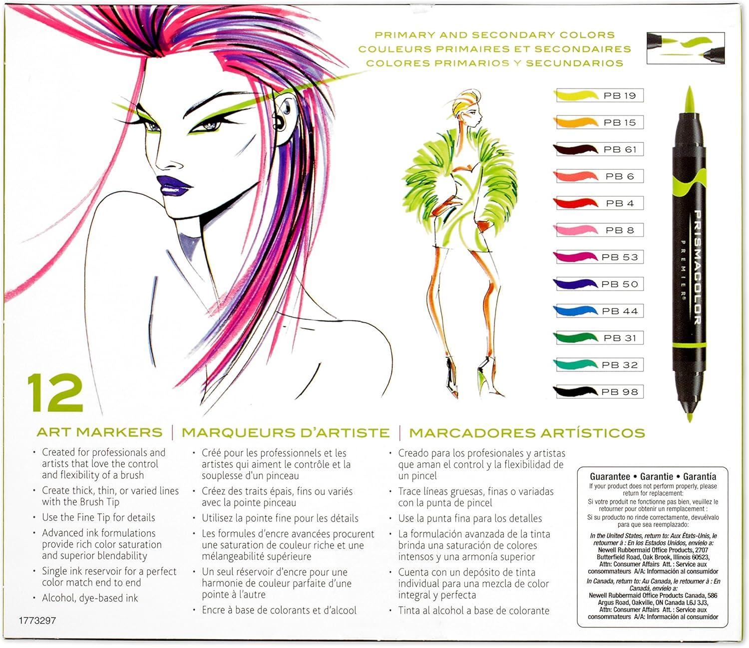 Prismacolor Premier Double-Ended Art Markers, Fine And Brush Tip, Adult Coloring, 12 Pack(12 Count) - view 7