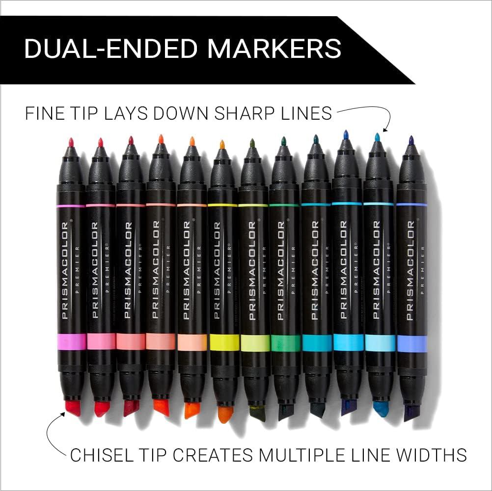 Prismacolor Premier Double-Ended Art Markers Fine And Chisel Tip Manga Colors Adult Coloring 12 Pack(Hyper Brights) - view 2