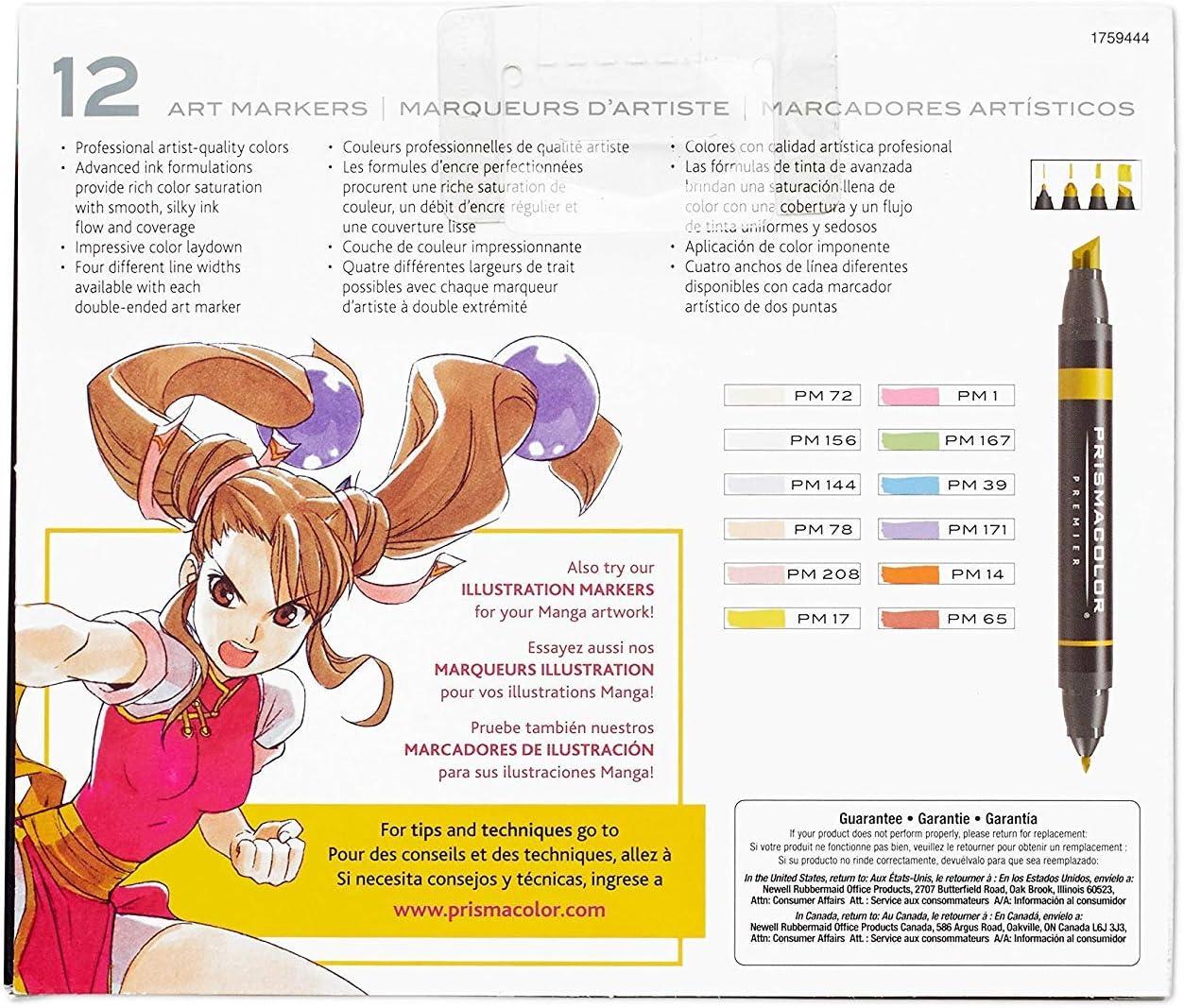 Prismacolor Premier Double-Ended Art Markers Fine And Chisel Tip Manga Colors Adult Coloring 12 Pack(Manga) - view 8