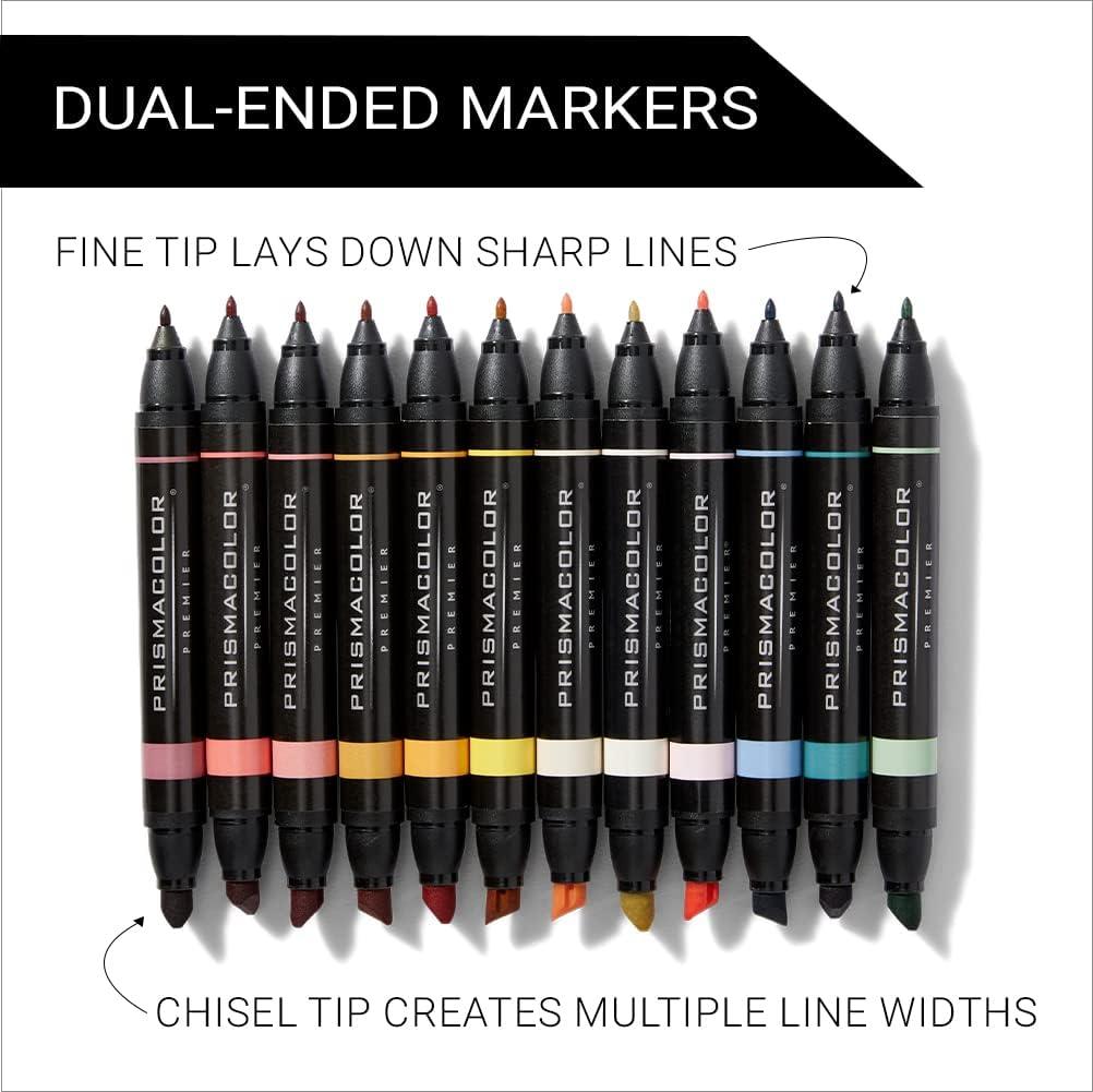 Prismacolor Premier Double-Ended Art Markers Fine And Chisel Tip Manga Colors Adult Coloring 12 Pack(Mid Tone) - view 2