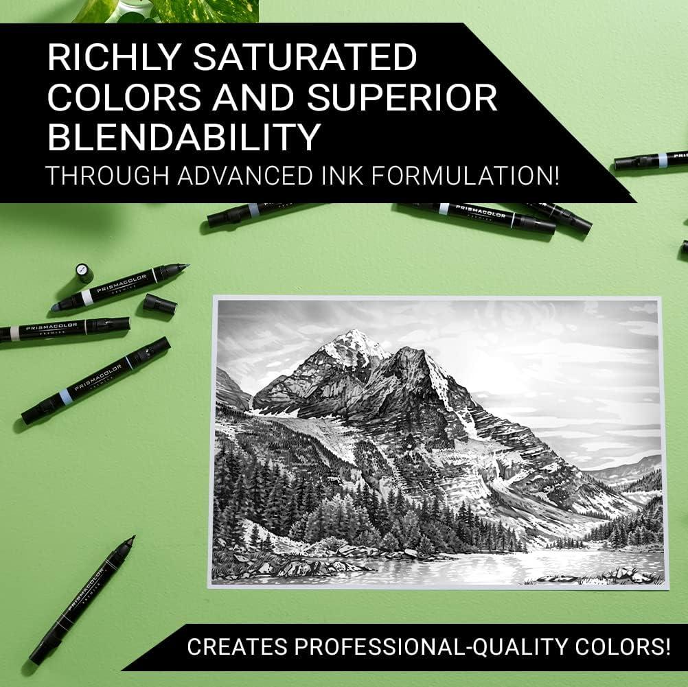 Prismacolor Premier Double-Ended Art Markers Fine And Chisel Tip Manga Colors Adult Coloring 12 Pack(Cool Grey) - view 3