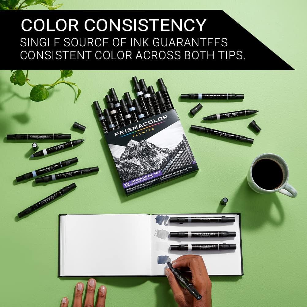 Prismacolor Premier Double-Ended Art Markers Fine And Chisel Tip Manga Colors Adult Coloring 12 Pack(Cool Grey) - view 4