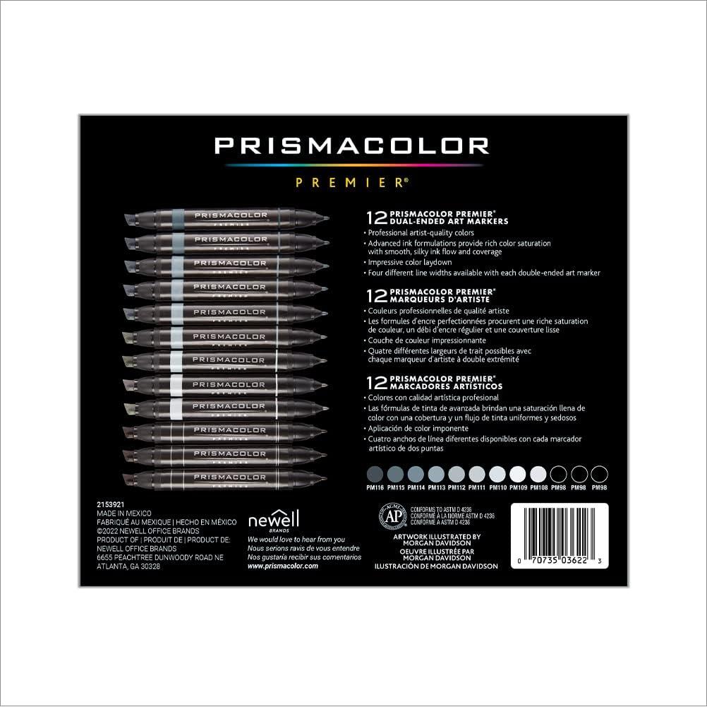Prismacolor Premier Double-Ended Art Markers Fine And Chisel Tip Manga Colors Adult Coloring 12 Pack(Cool Grey) - view 5