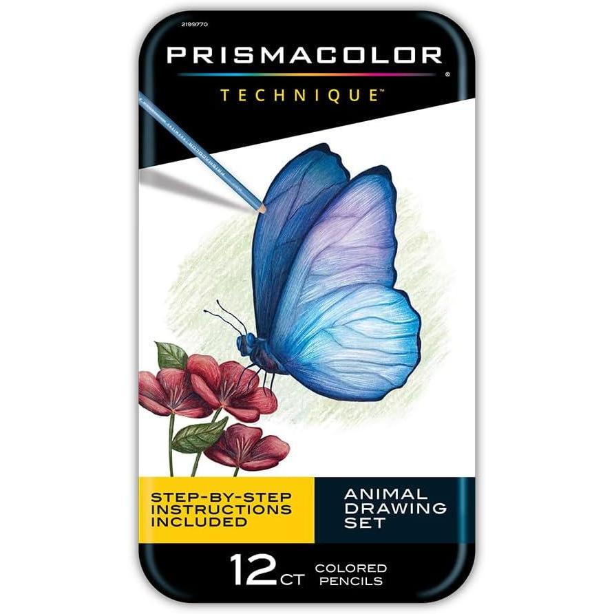 Prismacolor Technique Animal Drawing Set, Includes Colored Pencils and Step-by-Step Drawing Tutorials, Assorted Colors, 12 Count(Butterfly)