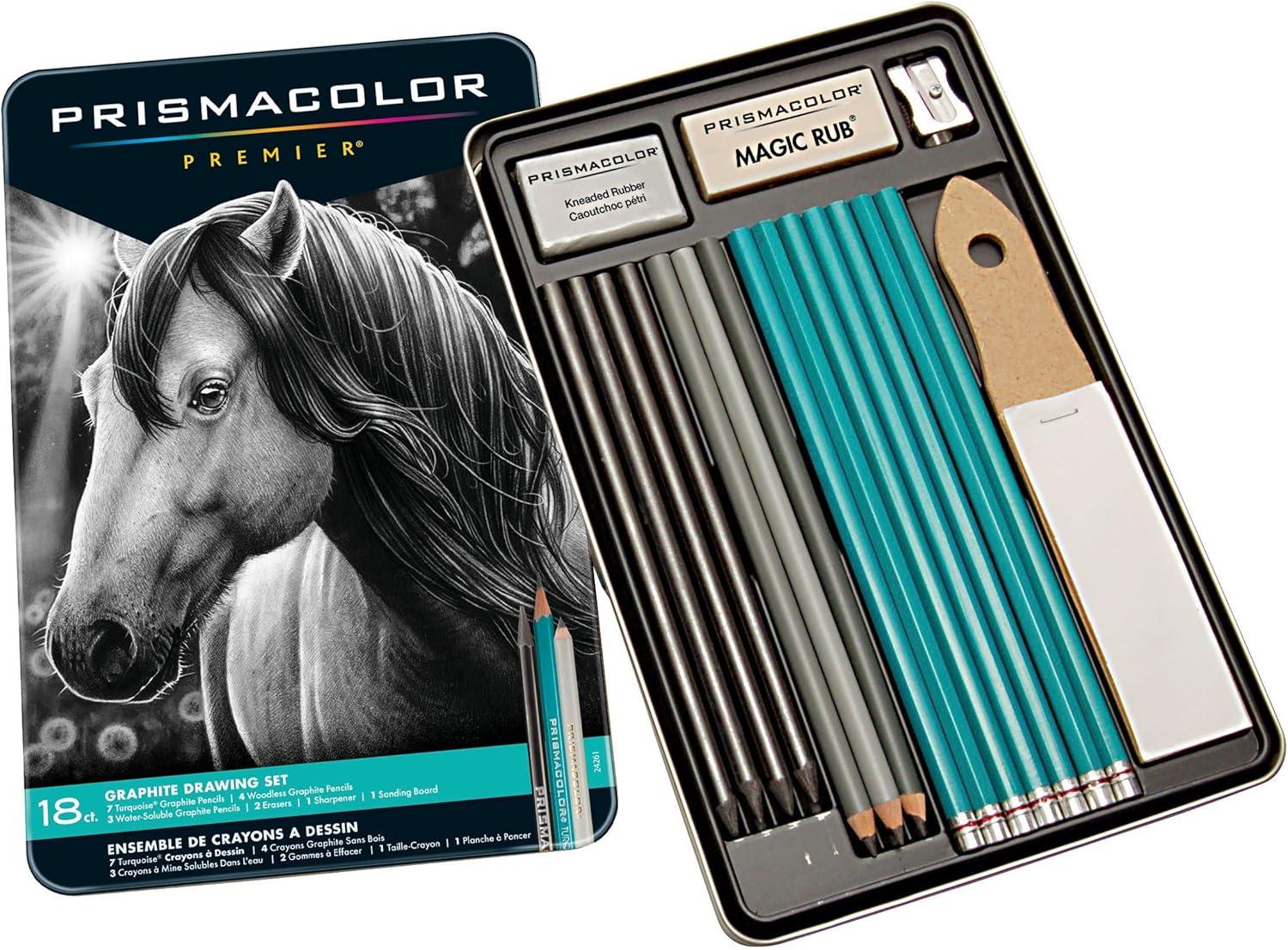 Prismacolor Premier Graphite Drawing Pencils With Erasers & Sharpeners, Adult Coloring, 18-Piece Set(Graphite Drawing Set) - view 3