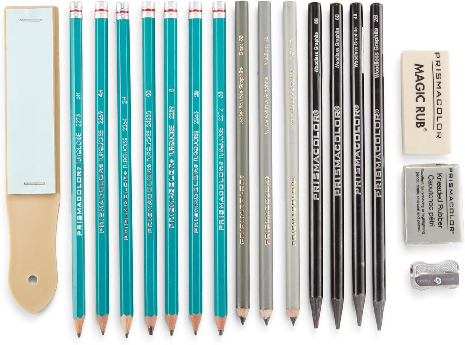Prismacolor Premier Graphite Drawing Pencils With Erasers & Sharpeners, Adult Coloring, 18-Piece Set(Graphite Drawing Set) - view 4