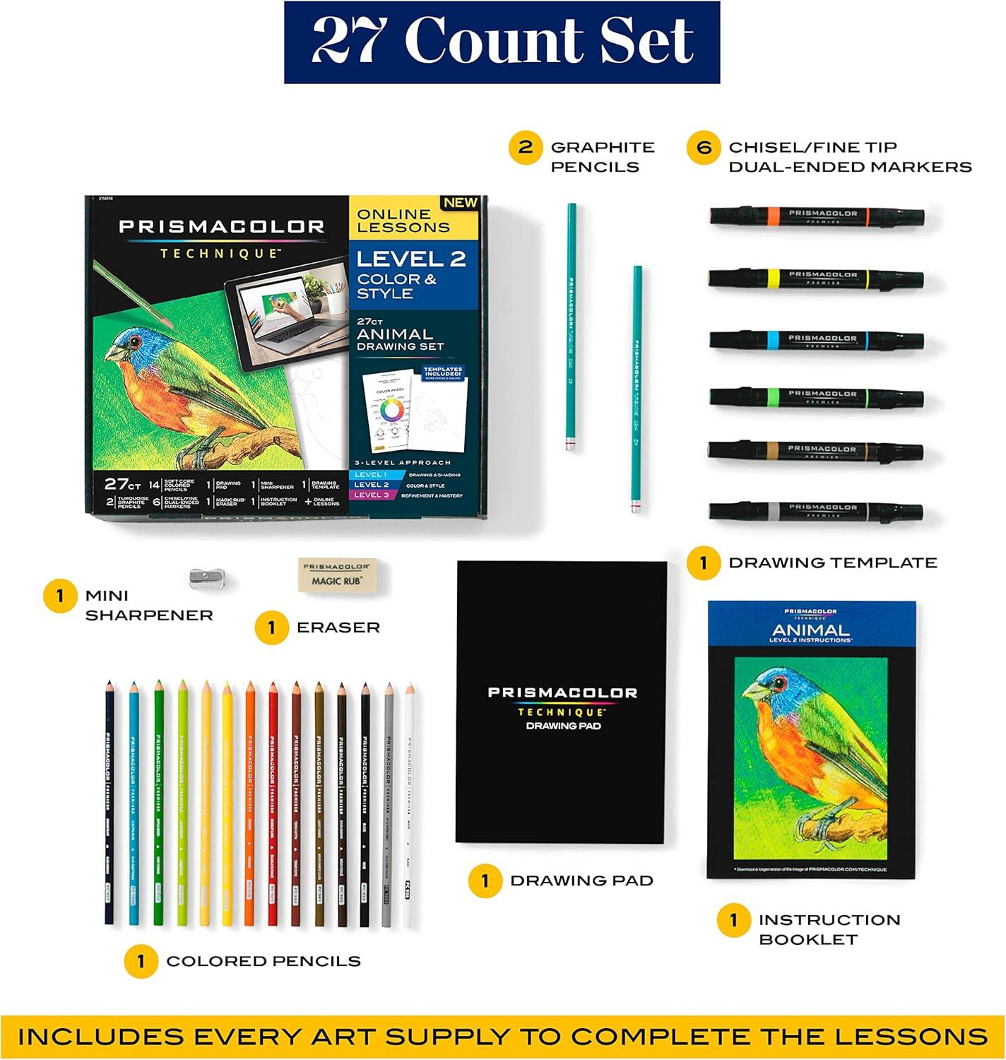 Prismacolor Technique, Art Supplies and Digital Art Lessons, Animal Drawings Set, Level 3, Includes Artist Roll Case, Dog, Cat & Pet Lesson, 28 Count(Animal Level 2) - view 4