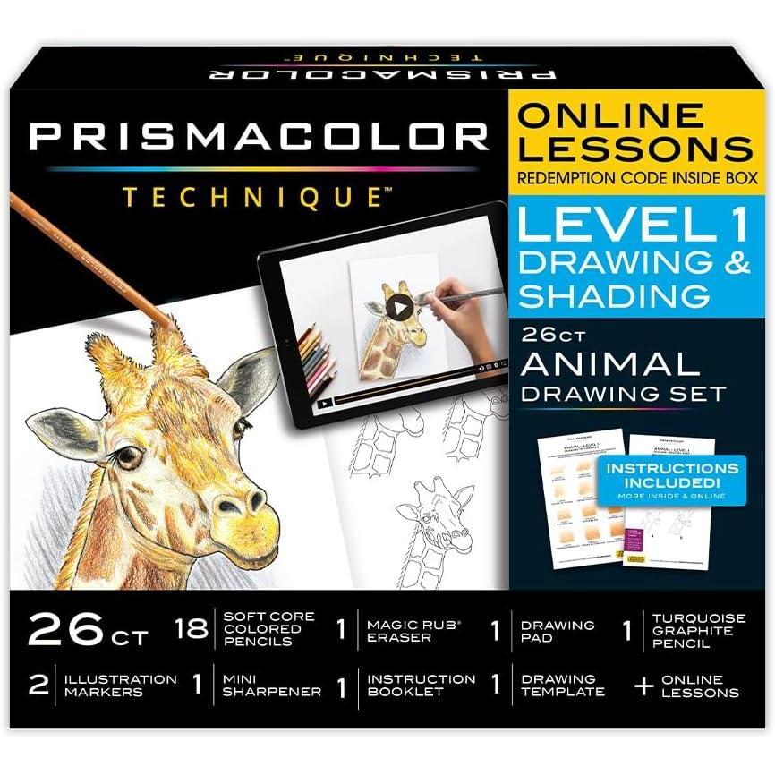 Prismacolor Technique, Art Supplies and Digital Art Lessons, Animal Drawings Set, Level 3, Includes Artist Roll Case, Dog, Cat & Pet Lesson, 28 Count(Animal Level 1)