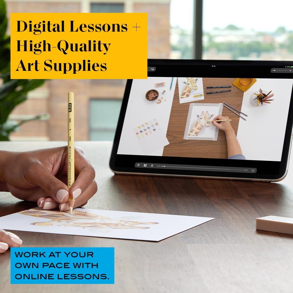 Prismacolor Technique, Art Supplies and Digital Art Lessons, Animal Drawings Set, Level 3, Includes Artist Roll Case, Dog, Cat & Pet Lesson, 28 Count(Animal Level 1) - view 2