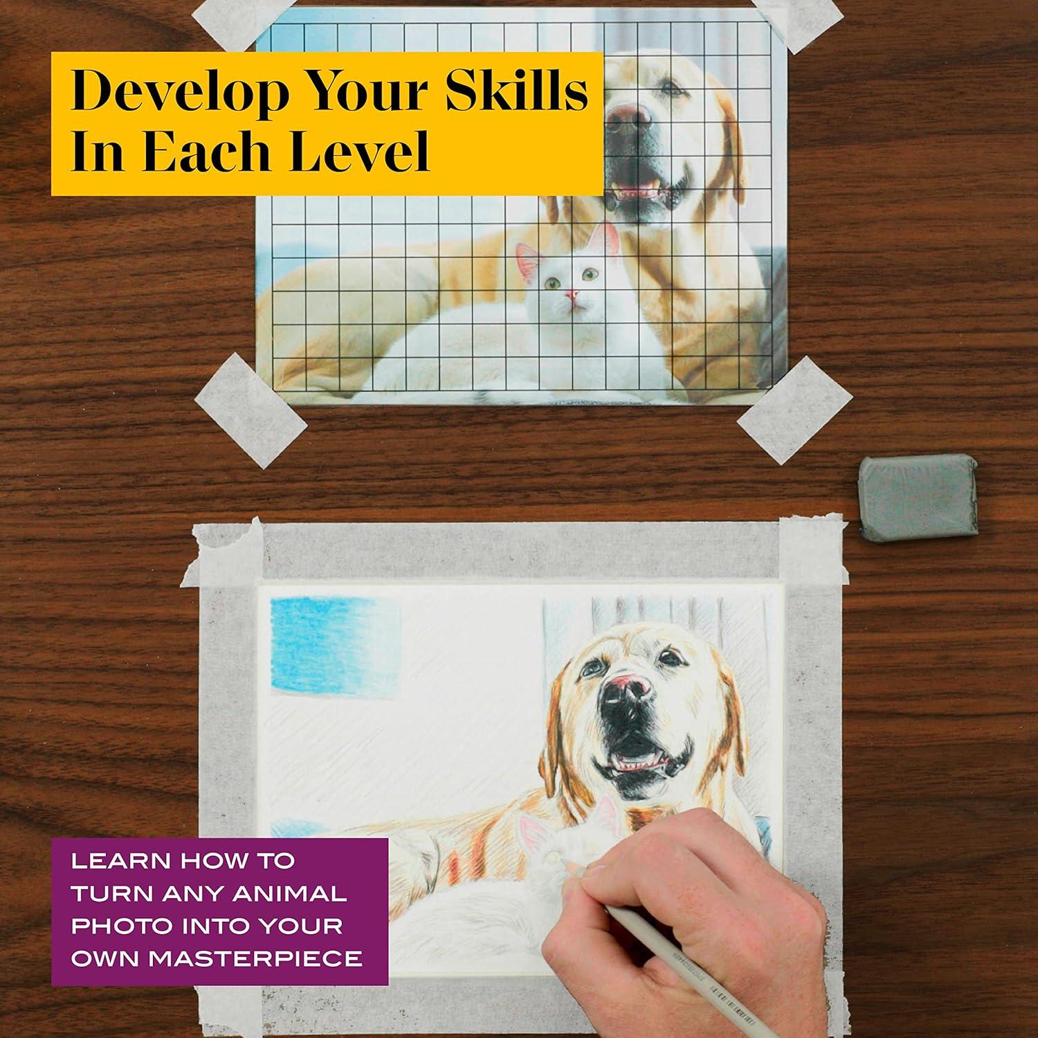 Prismacolor Technique, Art Supplies and Digital Art Lessons, Animal Drawings Set, Level 3, Includes Artist Roll Case, Dog, Cat & Pet Lesson, 28 Count(Animal Level 3) - view 3