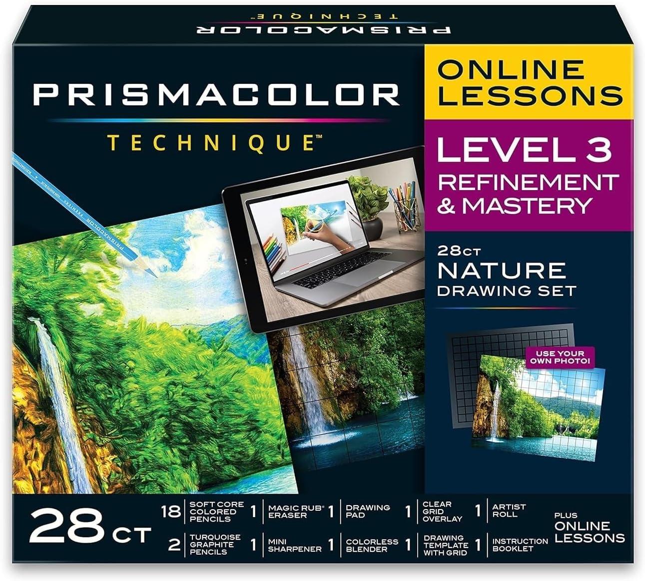 Prismacolor Technique, Art Supplies and Digital Art Lessons, Nature Drawing Set, Level 3, Learn to Draw with Colored Pencils, and More, Includes Artist Roll Case, Waterfall Landscape Drawing, 28 Count - view 7