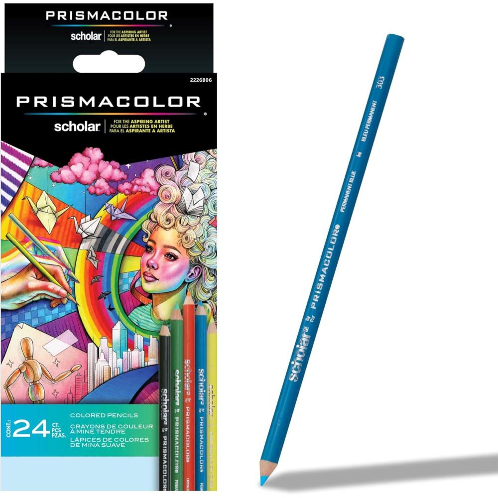 Prismacolor Scholar Colored Pencils, Art Supplies Perfect for Sketching, Drawing, Coloring, Assorted, 60 Count(New Packaging)