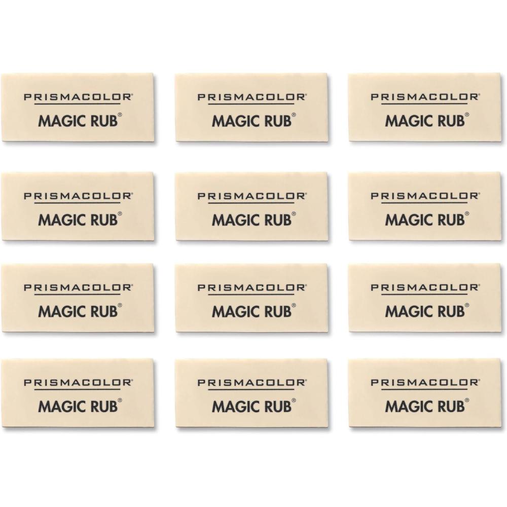 Prismacolor Premier Magic Rub Vinyl Erasers, 12 Count – For Drafting, Sketching, Fine Art, School Supplies(Magin Rub Vinyl Erasers)